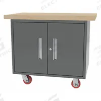 GREENE MANUFACTURING, INC. Mobile Cabinet Workbench: 38 in x 24 in, Butcher Block, Gray, Lower Shelf (MPN MG-200.M). Key specifications — Assembly: Fully Assembled; Brand: GREENE MANUFACTURING, INC..