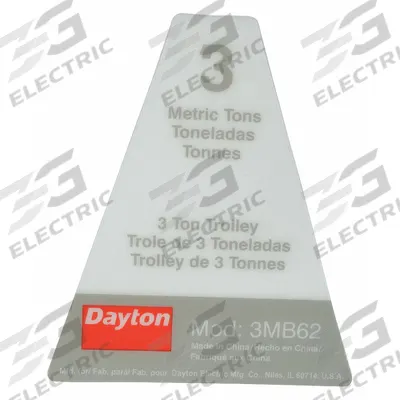 DAYTON Name Plate: For 3MB62 - GGS Material Handling Parts