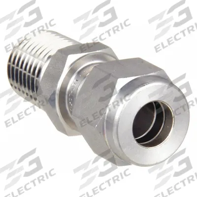 HAM-LET Compression Fitting Adapter: 12 mm OD x 3/8 in Pipe Fitting Size - Double-Ferrule Stainless Steel Fittings