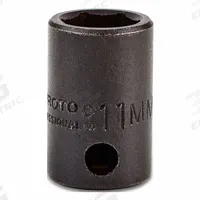 PROTO Impact Socket: 3/8 in Drive Size, Metric, 11 mm Socket Size, 6-Point, Std, 15/16 in Overall Lg (MPN J7211M). Key specifications — attr1215501: PROTO; attr1215515: Black Oxide; attr1215518: 11 mm.