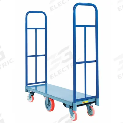 LITTLE GIANT Platform Truck: 2,000 lb, 60 in L x 24 in W x 10 in H Deck, Solid, 12 ga Deck - Tall-Handle Platform Trucks for Confined Spaces