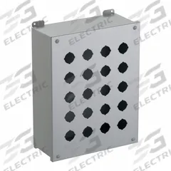 HAMMOND Push Button Enclosure: 30mm, 20 Holes, Carbon Steel, NEMA 12/13 (MPN 1437V). Key specifications — attr211299: HAMMOND; attr1043605: Oil-Tight and Dust-Tight.