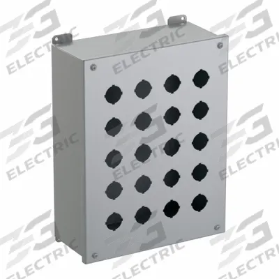 HAMMOND Push Button Enclosure: 30mm, 20 Holes, Carbon Steel - Enclosures for 30mm Operators