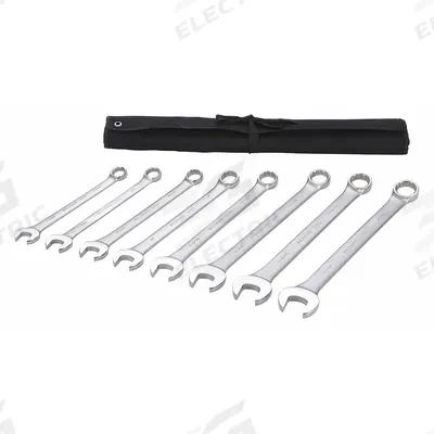 WESTWARD Combination Wrench Set: Alloy Steel, Satin, 8 Tools, 15° Head Offset Angle - SAE 12-Point Combination Wrench Sets