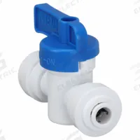 USA INDUSTRIALS Manual Two-Way Ball Valve: 1/4 in, Acetal, Straight, Push x Push, Std Port Ball Port (MPN ZUSA-VLV-77). Key specifications — Brand: USA INDUSTRIALS; Handle: Wedge.