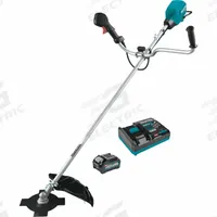 MAKITA Brush Cutter Kit: Battery Platform: XGT®, 17 in Cutting Wd, 71 in Shaft Lg, Brushless Motor (MPN GRU02M1). Key specifications — Battery Capacity: 4.0 Ah; Brand: MAKITA; Cutting Width: 17 in; Shaft Length: 71 in; Shaft Type: Straight; Interchangeable Head: Yes.