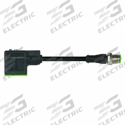 MURRELEKTRONIK Cordset: M12 Male Straight x DIN Form A, 0.3 m Cable Lg, PVC, Black, 3 Pins - DIN Form A Solenoid Connector x M12 Cordsets