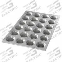 CHICAGO METALLIC Mini Crown Muffin Pan: Aluminized Steel, 24 Slots, 14 1/8 in Overall Wd, Silver (MPN 42755). Key specifications — Pan Style: Muffin Pan; Brand: CHICAGO METALLIC; Color: Silver; Material: Aluminized Steel; NSF Certified: No; Number of Slots: 24.