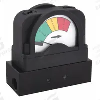 MIDWEST INSTRUMENT 3-Color Differential Pressure Indicator: 300 psig Max. Static Pressure, 555A (MPN 555A-10.0). Key specifications — Brand: MIDWEST INSTRUMENT; Accuracy: ±5% (0-3.5 psid to 0-43 psid); Sensor Material: Buna-N; Housing Material: Glass-Filled Nylon; Transition Points: 0 psid to 5 psid (Green) / 5 psid to 7.5 psid (Yellow) / 7.5 psid to 10 psid (Red).