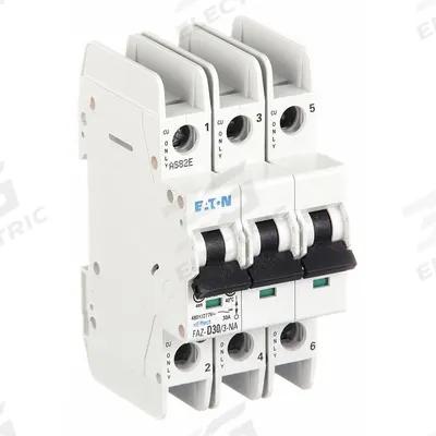 EATON Miniature Circuit Breaker: 30 A Amps, 48/96V DC, 10kA at 277/480V AC, Screw Clamp - D-Curve, 3-Pole UL489 DIN Rail-Mount Miniature Circuit Breakers