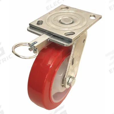 APPROVED VENDOR Plate Caster: Swivel, Directional Lock, Iron, 6 in Wheel Dia., 2 in Wheel Wd - General-Purpose NSF-Listed Sanitary Plate Casters