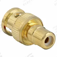 MONOPRICE Audio/Video Adapter: (1) BNC Male x (1) RCA Female Adapter, Gold (MPN 4121). Key specifications — Product Type: Video Adapter; Manufacturer Part Number: 4121; Color: Gold; Brand: MONOPRICE; End 1 Connection Type: BNC Male; End 2 Connection Type: RCA Female.
