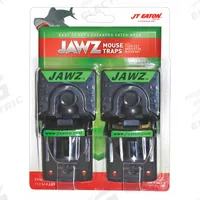 JT EATON Mouse Trap: Snap Trap, 2 1/2 in Overall Ht, 2 1/2 in Overall Wd, Plastic, Reusable, 2 PK (MPN 409). Key specifications — Reusable: Yes; Color: Black/Green; Material: Plastic; Brand: JT EATON.