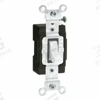 LEVITON Wall Switch: Toggle Switch, Single Pole, Maintained, White, 120V AC, 15 A (MPN 5501-LHW). Key specifications — Illuminated: No.