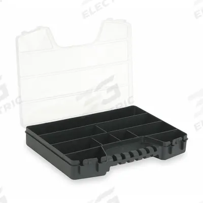 WESTWARD Compartment Box: 10 3/8 in x 13 1/2 in x 2 1/4 in, Black, 9 Compartments - Small Parts Compartmented Boxes with Fixed Dividers