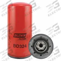 BALDWIN FILTERS Oil Filter: BD324, 2 1/4"-12 Thread Size, 9 5/8 in Overall Ht, Oil, Cellulose. Key specifications — Baldwin Interchange: BD324; Brand: BALDWIN FILTERS; Compatible Vehicle Make: Komatsu; Includes: Attached Gasket; Media Material: Cellulose.