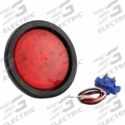 GROTE Stop/Turn/Tail Light: LED, Stop Light, Red, Round, 4 5/16 in Overall Dia - Stop Lights