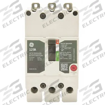 GE Molded Case Circuit Breaker: 40 A Amps, 35kA at 277/480V AC, Fixed, Lug - TEY-Frame GE Molded Case Circuit Breakers