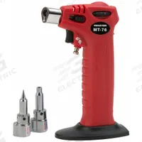 MASTER APPLIANCE Trigger Torch: 120 min Run Time, Conical/Hot Air Tip, Butane Torch (MPN MT-76). Key specifications — Run Time: 120 min; Flame Adjustment: Adjustable Temperature; Series: Triggertorch MT-76; Manufacturer Part Number: MT-76; Product Type: Butane Torch; Brand: MASTER APPLIANCE; Item: Butane Torch.