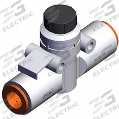 SMC Speed Controller: In-Line Fitting, Knob, 3/8 in Valve Body Size, 3/8 in Push to Connect Tube (MPN AS3002F-11A). Key specifications — attr947203: Brass/PBT; attr947205: SMC.