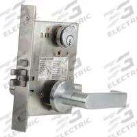 SCHLAGE Door Lockset: Office Lever Locksets, Chrome (MPN L9050P 06A 626 C123). Key specifications — attr1024149: Not Ligature-Resistant; attr1011488: SCHLAGE; attr1024446: F04; attr1011524: Locked/Unlocked; attr1011506: L Rhodes; attr1011485: No; attr1059461: Satin Chromium-Plated : Forged Brass.