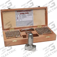 YOUNG BROS. STAMP WORKS Steel Type Kit: 3/8 in Character Ht, 1 in Shank Lg, Steel, Sharp-Face (MPN 81069). Key specifications — Characters Included: Blank ( ); Holds: 5/8 in; Brand: YOUNG BROS. STAMP WORKS; Material: Steel.
