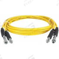 Twin Hydraulic Hose Assembly: 1/4 in ID, F Coupler x M Coupler, 20 ft Lg, Yellow, Thermoplastic (MPN THQ706T). Key specifications — Hose Color: Yellow; Hose Tube Material: Thermoplastic; Fitting Type: F Coupler x M Coupler; Manufacturer Part Number: THQ706T; Brand: ENERPAC.