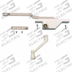 TRUE HARDWARE Window Operator: Crank, Handle Included, Left-Hand, Sash, White, 5 1/2 in Base Lg (MPN TH 23091). Key specifications — Brand: TRUE HARDWARE; For Use With: Casement Windows; Finish: Powder Coated; Color: White; Handing Orientation: Left-Hand; Handle Type: Crank; Mounting Location: Sash; Product Type: Window Operator.