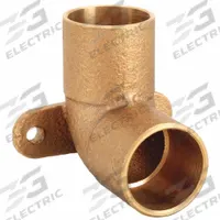 NIBCO Sweat Fitting Elbow: 3/4 in CTS x 3/4 in CTS, Cup x FTG, Drop Ear, Bronze (MPN 7075-3/4)