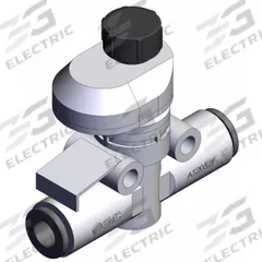 SMC Speed Controller: In-Line Fitting, Screw, 1/4 in Valve Body Size, 6 mm Push to Connect Tube (MPN AS2052FS-06). Key specifications — attr947203: Brass/PBT; attr947205: SMC.