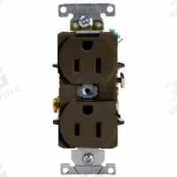 LEVITON Receptacle: Duplex, 5-15, Brown, 125V AC, 15 A, 2 Pole / 3 Wire (MPN 5252)