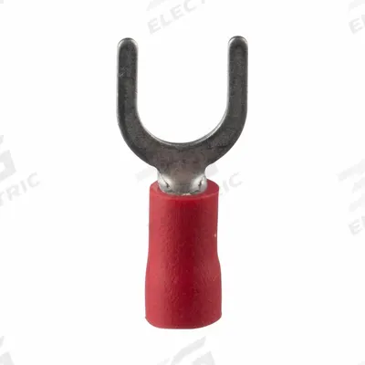 PANDUIT StrongHold(TM) EV18-14FB-Q Loose Piece Fork: Red, Vinyl, 1/4 in Stud Size - Insulated Fork Terminals
