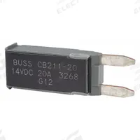 Automotive Circuit Breaker: CB211, 14V DC, 225 A at 14V DC, Blade (MPN CB211-20). Key specifications — Series: CB211; Voltage: 14V DC; Interrupt Rating: 225 A at 14V DC; Terminal Connection: Blade; Circuit Breaker Type: Type I Footprint Circuit Breaker; Brand: BUSSMANN.