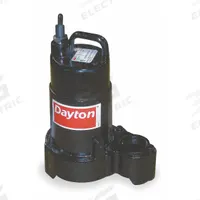 DAYTON Effluent Pump: 1/2 hp, 120V AC, Single Phase, 78 gpm Flow Rate @ 10' of Head, 31 ft Max. Head (MPN 4HU71). Key specifications — Impeller Material: Cast Iron; Rated Voltage: 120V AC; Brand: DAYTON; Switch: Not Included.