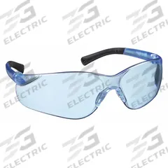 MCR SAFETY Safety Glasses: Light Blue Lens, Frameless, Scratch-Resistant, Blue Frame, BK3 Series (MPN BK313). Key specifications — Brand: MCR SAFETY; Frame Color: Blue; Lens Color: Light Blue.
