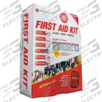 APPROVED VENDOR First Aid Kit and Housing: Gen Purpose, 25 People Served, 202 Components, Nylon (MPN 9999-2302). Key specifications — Adhesive Bandages Included: (55) Junior Bandages; Application: General Purpose; Brand: APPROVED VENDOR; Housing Color: White; Housing Material: Nylon; Includes Oral or Inhalant Medication: Medication Included; Mountable: Portable; Oral and Inhalant Medicinals Included: (2) Aspirins.