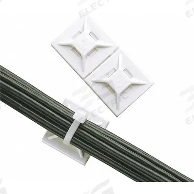 PANDUIT Cable Tie Mounting Base: 0.17 in Slot Wd, 0.07 in Slot Ht, Black, 0.75 in Wd - Adhesive Mount Cable Tie Bases