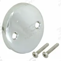 APPROVED VENDOR Overflow Face Plate: Stainless Steel, Chrome-Plated (MPN 35245). Key specifications — Color: Silver; Includes: (2) Brass Screws; Material: Stainless Steel.