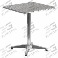 FLASH FURNITURE Patio Table: Gray, Metal, 27 1/2 in Overall Ht, 23 1/2 in Overall Wd, Aluminum, Gray (MPN TLH-053-1-GG). Key specifications — Frame Color: Gray; Frame Material: Aluminum; Tabletop Color: Gray; Tabletop Material: Metal.