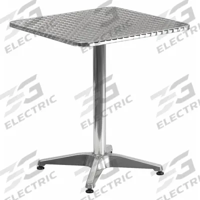 FLASH FURNITURE Patio Table: Gray, Metal, 27 1/2 in Overall Ht, 23 1/2 in Overall Wd, Aluminum - Square Top Patio Tables