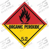 APPROVED VENDOR DOT Container Label: Organic Peroxide, 4 in x 4 in, 4 in Label Ht, Paper, 500 PK (MPN 9J398). Key specifications — Brand: APPROVED VENDOR; Message: Organic Peroxide.