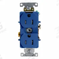 LEVITON Duplex Receptacle Outlet: Duplex, 5-15, Blue, 125V AC, 15 A, 2 Pole / 3 Wire (MPN T5262-BU)