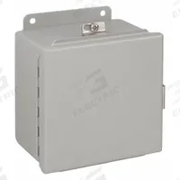 WIEGMANN Enclosure: Steel, 6 in x 6 in x 4 in, NEMA 12/13/4, Solid Cover, Hinged (MPN BN4060604CH). Key specifications — Closure Method: Clamps; Brand: WIEGMANN; Knockouts: Not Included.