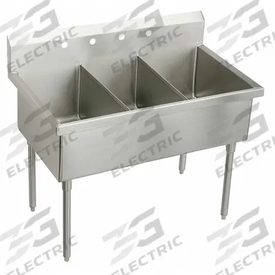 ELKAY Scullery Sink: 3 Bowls, 44 in Overall Ht, 48 in Overall Lg, 27 1/2 in Overall Wd - Three-Bowl Freestanding Kitchen & Bar Sinks without Faucets