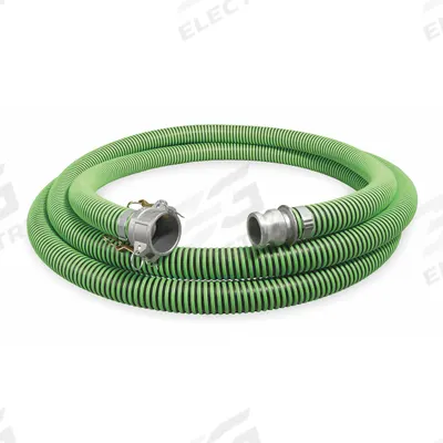 CONTINENTAL Water Suction and Discharge Hose: 4 in Hose Inside Dia., 38 psi, Black/Green - Thermoplastic Rubber Water Suction & Discharge Hose Assemblies with Polyethylene Helix Reinforcement