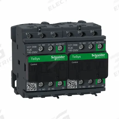 SCHNEIDER Magnetic Contactor: Reversing, 3 Poles, 3NO Contacts, 9 A - Reversing IEC Contactors