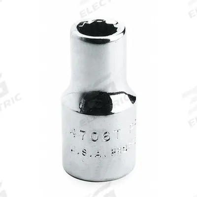 PROTO Socket: SAE, 3/8 in Drive Size, 7/16 in Socket Size, 12-Point, Std, Chrome - 3/8" Drive Hand Sockets