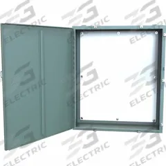 HAMMOND Electrical Enclosure: Steel, 42 in x 36 in x 12 in, NEMA 12/13/3R/4, w/Panel, Solid Cover (MPN 1418N4P12). Key specifications — Closure Method: Clamps; Brand: HAMMOND; Knockouts: Not Included.