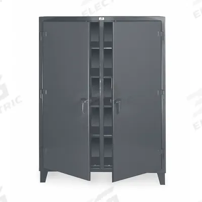 STRONG HOLD Storage Cabinet: 60 in x 24 in x 78 in, 8 Adj Shelves, 2 Doors, Legs, Dark Gray - Shelf-Style Shift Cabinets
