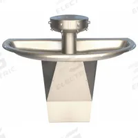 BRADLEY Wash Fountain: Silver, Stainless Steel, Semi-Circular, 54 in Overall Wd, 4 Stations, Sentry (MPN S93-650). Key specifications — Bowl Shape: Semi-Circular; Drain Type: Central Rising, Supplied from Above; Color: Silver; Brand: BRADLEY; Series: Sentry; Sink Material: Stainless Steel; ADA Compliant: ADA Compliant.